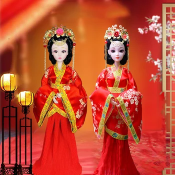 1/6 Escala de 30cm Antigo Traje Hanfu Vestido de Noiva Chinesa Cabelos Longos Fada Princesa Boneca Barbi Articulações do Corpo Modelo de Brinquedo de Presente Para a Menina