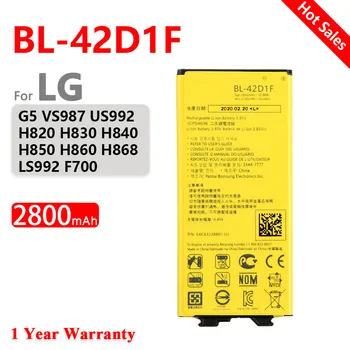 100% Original 2800mAh bateria BL-42D1F Bateria para LG G5 VS987 US992 H820 H850 H868 H860 Telefone Com Número de Rastreamento