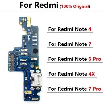 100% Original Novo Porta USB de Carregamento do Microfone Conector Dock Conselho cabo do Cabo flexível Para Redmi Nota 5 4 4X 6 7 Pro