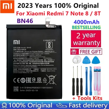 100% Original Xiao Mi BN46 Bateria 4000mAh Para Xiaomi Redmi Nota 8, 8T Redmi 7 de Alta Qualidade, Telefone de Substituição de Baterias
