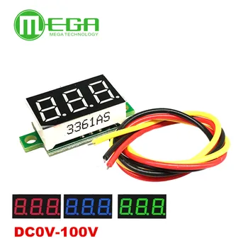 100pcs de 0,36 polegadas Red Bule Verde de três linhas dc de precisão digital voltímetro de cabeça LED voltímetro digital DC0V-100V