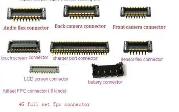 10sets/lote, conjunto completo FPC conector 8in1 na placa-mãe Para 4G iPhone 4 tela de toque do lcd da câmera sensor de bateria fpc conectores