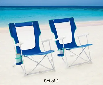2-Pack de Dobramento Rígido Braço Praia Cadeira do Saco com Saco de transporte, Azul