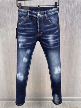 2023 dos Homens Novos Simplicidade do Bordado da Letra do Zero Moda Lápis Calças Jeans 9890#