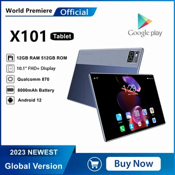 2023 Gobal Versão do Tablet Pc X101h de 10,1 Polegadas Android 12 12 GB de 512GB Deca Núcleo Google Play WPS 5G wi-FI Bluetooth Quente Vendas do Portátil