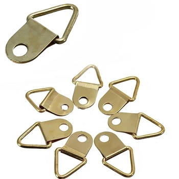 20Pcs/Pack Golden Latão Triângulo Moldura de Fotos da Montagem da Parede Gancho Cabide de Anel