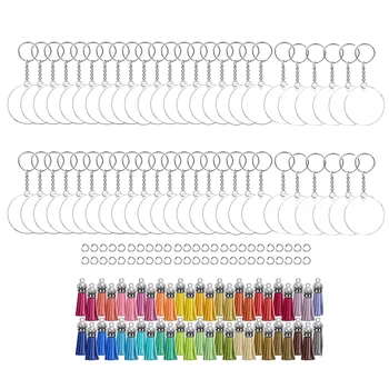 300Pcs Chaveiro de Acrílico Branco verniz Acrílico Círculos Discos Transparentes Para DIY Keychain do Projeto de Artesanato