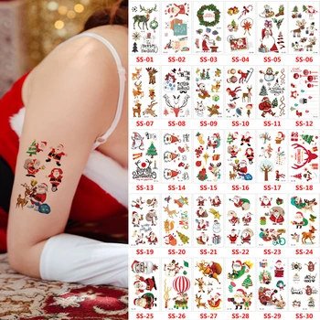 30pcs/pack mão da tatuagem adesivos de natal tatuagem veados, alces santa tatoo desenhos animados para crianças meninas tatuagens temporárias para as mulheres criança