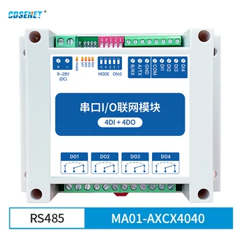 4DI + 4DO Modbus RTU Classe Industrial de Porta Série de e/S de Rede Módulo RS485 de Aquisição de Dados e Monitoramento MA01-AXCX4040