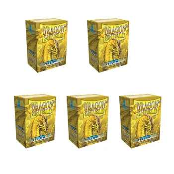 5 Pacotes de Dragão Escudo Amarelo Tamanho Padrão de Cartão de ct 100 Mangas Tampa do Cartão MTG MGT Cartões de Protetor para PKM/Estrela Reais Jogos de Tabuleiro