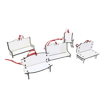 50Pcs/Monte MDF Sublimação Espaços em branco Memorial Banco de Cadeira de Ornamentos Com Vermelho Cordas Para Decoração de Árvore de Natal DIY de Artesanato