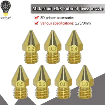 5PCS MK8 de Bronze do Bocal de 0,2 MM 0,3 MM 0,4 MM 0,5 MM Extrusora Cabeçote de Impressão Bico Para 1,75 MM CR10 CR10S Ender-3 Impressora 3D Acessórios