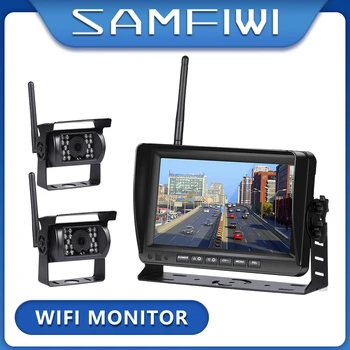 7 polegadas sem Fio Caminhão Monitor de Caminhão Tela CMOS IR Night Vision Backup Inversa wi-Fi Câmera de Estacionamento com Visualização do Sistema de ônibus/rv