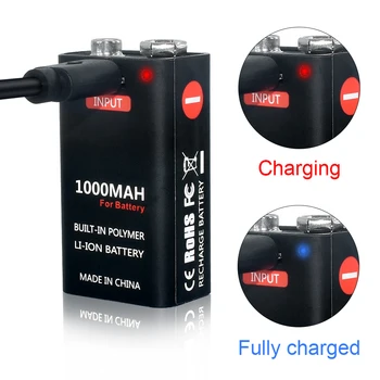 9V 1000mAh li-ion Recarregável Micro USB Baterias de 9 v lítio para Multímetro Microfone de Brinquedo de Controle Remoto KTV uso