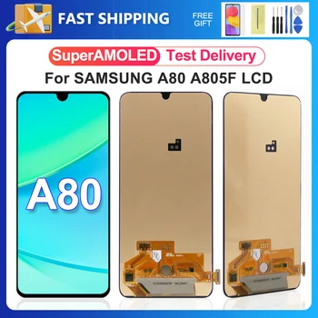 A80 OLED Teste de 100% Para Samsung Galaxy A80 A805F SM-A8050 Tela LCD Touch screen Digitalizador de Reparação de Montagem de Peças de Substituição