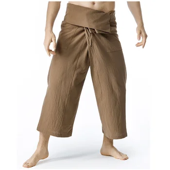 Algodão Verão Homens OversizeTai estilo de Calças de excesso de peso Fishman calças de Alta Qualidade Casual Haren Calças Masculinas