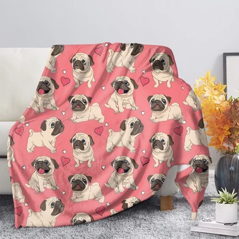 Animal bonito Cão Pug Flanela Cobertores de Moda Casa Cobertor para o Quarto Jogar Cobertor Adultos, as Crianças Nap Office Cobertor Drop Shipping