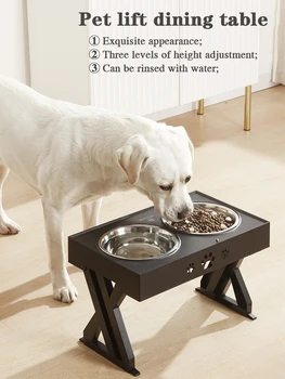 Animal de estimação elevados mesa de jantar liftable de alimentação alimentador de 2 bacia do aço inoxidável lavável portátil cão conselho cachorro suprimentos acessórios