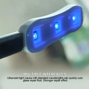 Auto Vidro Cura UV Luz Janela do Carro Resina Curada Lâmpada de Ultravioleta Iluminação do pára-brisa Kit de Reparação de Carga USB Ferramentas de Reparo