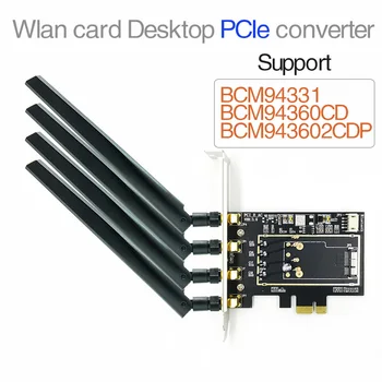 BCM94331 BCM94360CD BCM94360CS placa WLAN ao ambiente de trabalho PCI E PCIe PCI Express 1X 16X conversor adaptador para Apple WIFI cartão