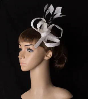 Bonito Sinamay Fascinator Headwear de Moda Pena de Flores Festa de Casamento de Mostrar os Acessórios de Cabelo Ocasião Cocktail Capacete MYQ098