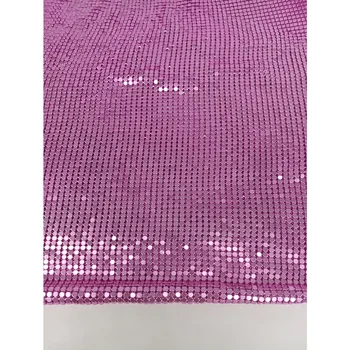 Brilhante 45*150CM cor-de-Rosa de Metal, Tecido de Malha Metálica de Pano de Lantejoulas de Lantejoulas DIY de costura Malha vestido de Decoração Cortina