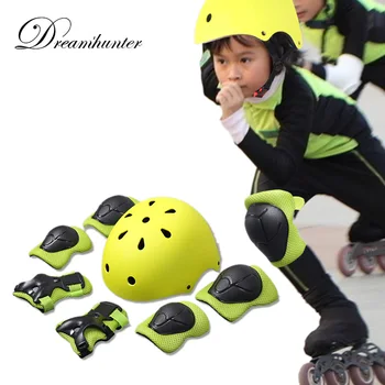 Capacete de bicicleta 7 Em 1 Set Proteção do Esporte de Segurança Guarda de Crianças Cotovelo Pulso joelheiras Crianças Roller Skate Skate almofadas do Joelho
