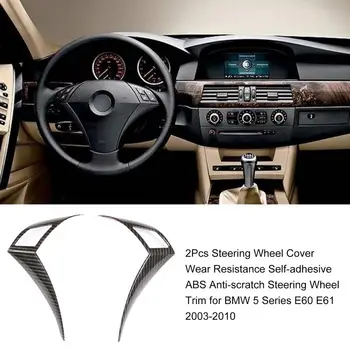 Carro Cobertura de Volante Resistência ao Desgaste Auto-adesivo ABS, Anti-riscos Volante Guarnição Para BMW Série 5 E60 E61 2003-2010