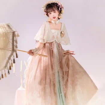 Chinês tradicional Princesa Hanfu Vestido de Mulher Bonito Laço Bordado de Jogar Papel de Fadas Antigo Traje de Lolita Retro Vestido de Baile