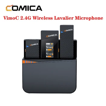 Comica Vimo C Mic 2.4 G sem Fio Lavalier Microfone Mini Wireless Mic de Lapela com a cobrança de Caso para Entrevista ao Vivo Streaming