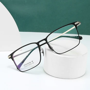 Completa Aro Óculos com Armação com Receita Azul de Luz de Bloqueio Óculos Homens Prescrição de Óculos PureTitanium 9010