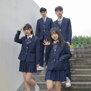 Coreano Japonês JK Blazer High School Uniforme da Marinha Casaco do Terno de Formatura da Escola das Mulheres Roupas de Menina Alunos Jaqueta Seifuku