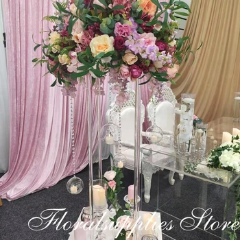 De alta qualidade transparente de acrílico transparente, stand de flores centrais de tabela do casamento eventos decoração do partido Coluna stand de flores