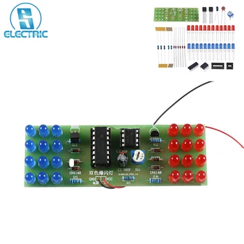 DIY Kit Analógico Luz de Alarme de Circuito NE555 CD4017 Eletrônico LED Acende-se a Vermelho Azul Dual-Cor Eletrônico Terno Componentes