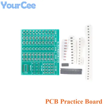 DIY Prática Kit da Placa de 0603/0805/1206/Diodo/Transistor/Chip IC Pacote de Solda PCB Fanny Treinamento de Habilidades de Eletrônica Terno