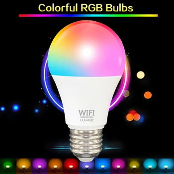 E27 RGB wi-FI Smart Casa do Bulbo de Voz, Controle de Wake-up Dimmable Luzes Função de Temporizador de Luz Brilhante Super com Alexa / Google / Home