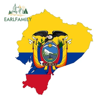 EARLFAMILY 13cm x 11,7 cm Estilo Carro Equador Mapa Bandeira Adesivo de Carro Silhueta de para-choque de Capacete Laptop Impermeável Acessórios do Carro