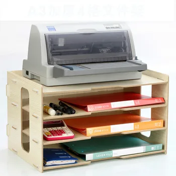 Engrossar o Arquivo Titular mesa de Madeira Multi-camada 4 Grelha de Escritório Estante de Papel A3 Caixa de Armazenamento de Caixa de Informações de Impressora A4 Rack
