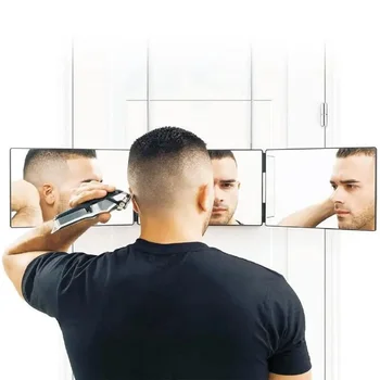 Espelho de maquilhagem 3-Caminho para Fazer Mirrorwith Led Auto de Cabeleireiro Espelho Três vezes ao Espelho Corte do Cabelo Estilo DIY Ferramenta de Corte de cabelo