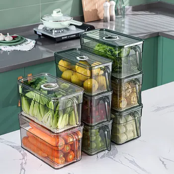 Frigorífico Caixa De Armazenamento Multifuncional Recipiente Moderno, Simples Vegetal De Cozinha Acabamento Transparente Caixa Especial Organizador