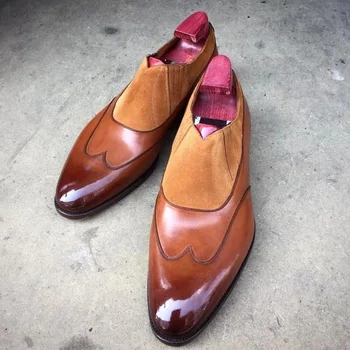 Homens Luxo Sapatos Vintage Estilo Britânico Derby De Negócios Sapatos De Salto Baixo De Deslizamento No Casual Artesanal Designer De Sapatos De Casamento Sapatos