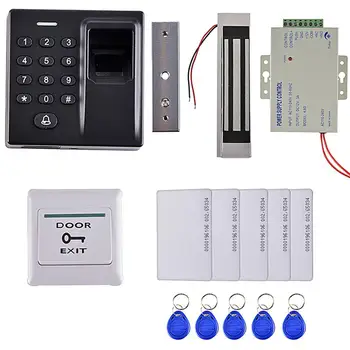 Impressão digital de cartão RFID Controle de Acesso Sistema Kit Elétrico Trava Magnética Kit