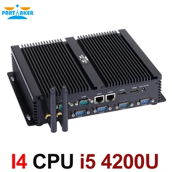 Intel Core i5 4200u sem ventilador Industrial Mini PC Windows 10 Caixa de TV HDMI 6 RS232 Dupla NIC 2 LAN 8 de WiFi USB Robusto Computador