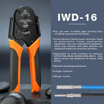 IWD-16 Mini Alicate de Crimpagem Fechado Cilindro de Prensa de 4 Vias de Recuo,De 8 de Impressão Tipo de Deutsch Sólida de Contatos de gage 14,16 e 18