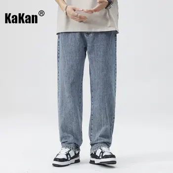 Kakan - Americano e Europeu em linha Reta do Tubo Solto e Casual Jeans Azul, a Primavera e o Verão Novo Micro Span Juventude Longa Jeans Homens's8013