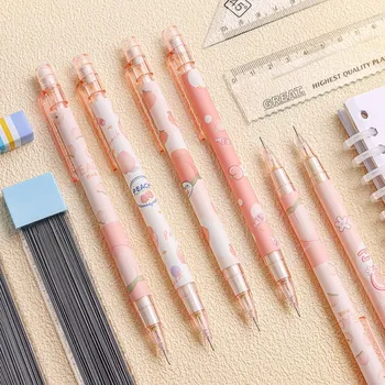 Kawaii Suco de Pêssego Mecânicos de Lápis de 0,5 mm Lindo Lápis de Recarga Para o Aluno Escrever Desenho de Esboços