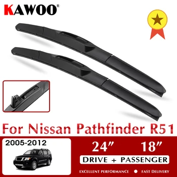 KAWOO Limpador de escovas Carro Para Nissan Pathfinder R51 2005-2012 pára-brisas, pára-Brisas Frontal Janela Acessórios 24