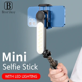 L09 Dobrável sem Fio Bluetooth Selfie Vara de Mão de Obturador Remoto Tripé Com 5inch do Anel do DIODO emissor de Luz Para o Android Smartphone IOS