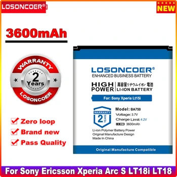 LOSONCOER 3600mAh BA750 Usar Para Sony Ericsson Xperia Arc S LT15i LT18i X12 Bateria do Telefone+Rápido Chegar