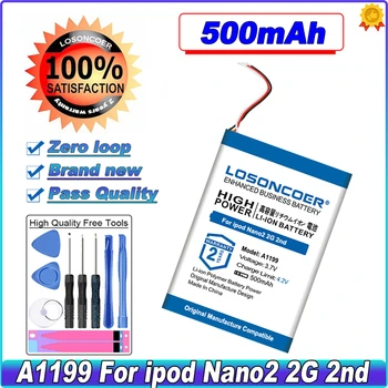 LOSONCOER 500mAh 616-0283 616-0287 Bateria Para ipod Nano2 2G de 2ª Geração MP3 Recarregável Nano 2 de 4GB A1199 Baterias